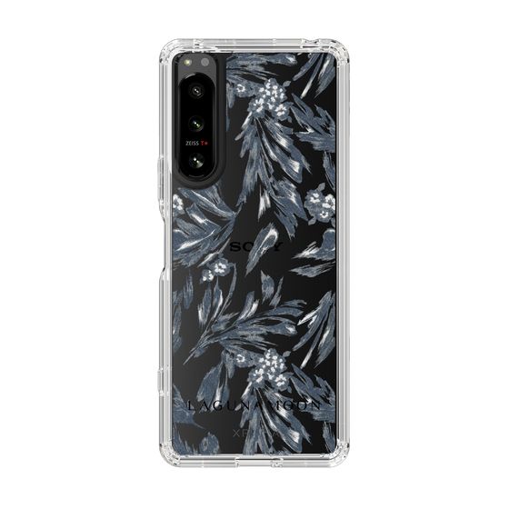 Slim Protection Case［ LAGUNAMOON - BotanicalJacquard - Clear×Black ］
