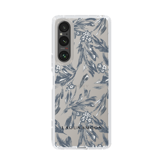 Slim Protection Case［ LAGUNAMOON - BotanicalJacquard - Clear×Black ］
