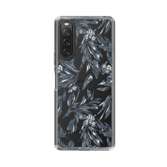 Slim Protection Case［ LAGUNAMOON - BotanicalJacquard - Clear×Black ］