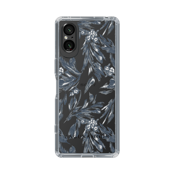 Slim Protection Case［ LAGUNAMOON - BotanicalJacquard - Clear×Black ］