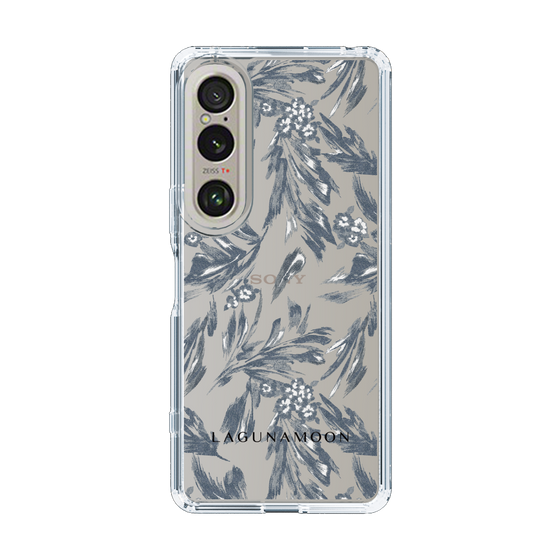Slim Protection Case［ LAGUNAMOON - BotanicalJacquard - Clear×Black ］