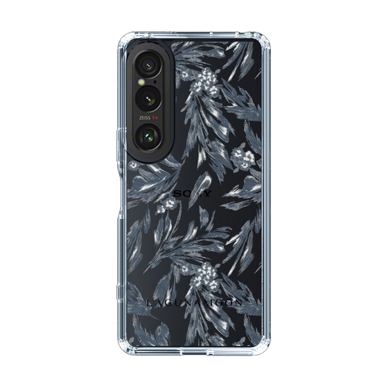 Slim Protection Case［ LAGUNAMOON - BotanicalJacquard - Clear×Black ］