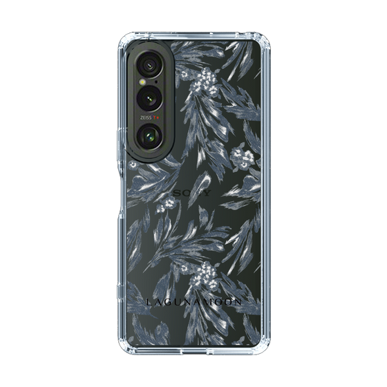 Slim Protection Case［ LAGUNAMOON - BotanicalJacquard - Clear×Black ］