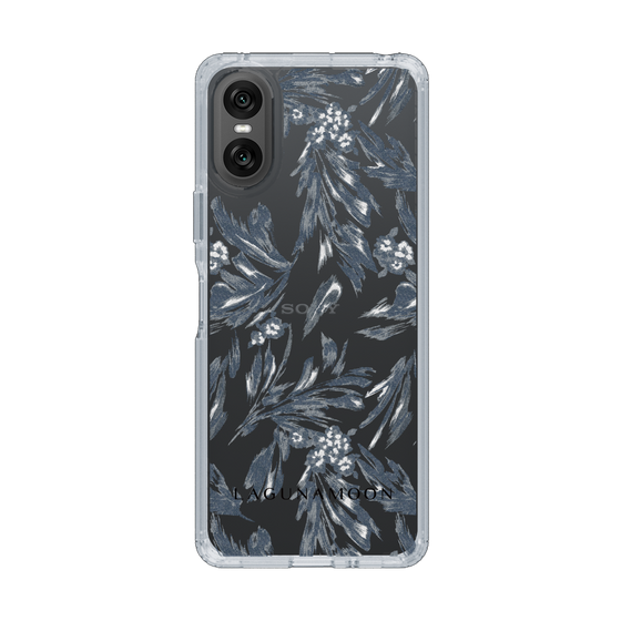 Slim Protection Case［ LAGUNAMOON - BotanicalJacquard - Clear×Black ］