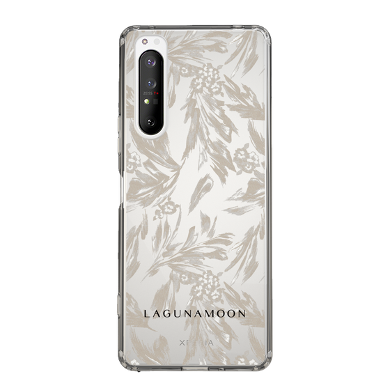 Slim Protection Case［ LAGUNAMOON - BotanicalJacquard - Clear×Beige ］