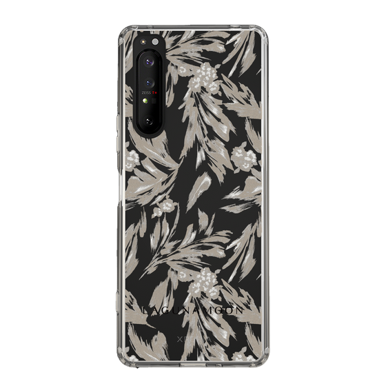 Slim Protection Case［ LAGUNAMOON - BotanicalJacquard - Clear×Beige ］