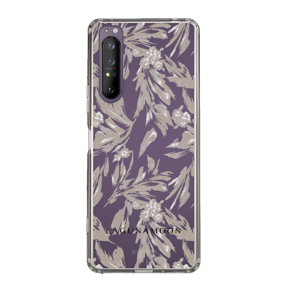 Slim Protection Case［ LAGUNAMOON - BotanicalJacquard - Clear×Beige ］
