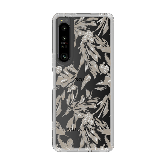 Slim Protection Case［ LAGUNAMOON - BotanicalJacquard - Clear×Beige ］