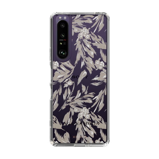 Slim Protection Case［ LAGUNAMOON - BotanicalJacquard - Clear×Beige ］