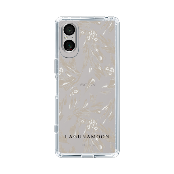 Slim Protection Case［ LAGUNAMOON - BotanicalJacquard - Clear×Beige ］