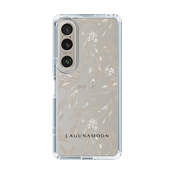 Slim Protection Case［ LAGUNAMOON - BotanicalJacquard - Clear×Beige ］