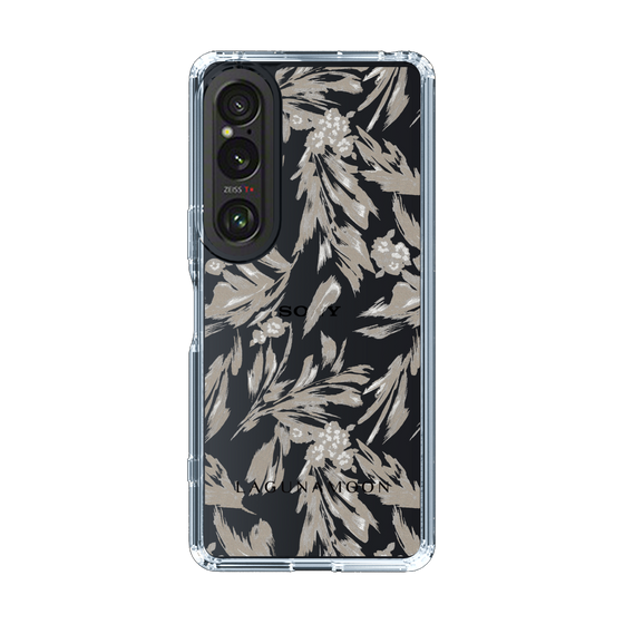Slim Protection Case［ LAGUNAMOON - BotanicalJacquard - Clear×Beige ］