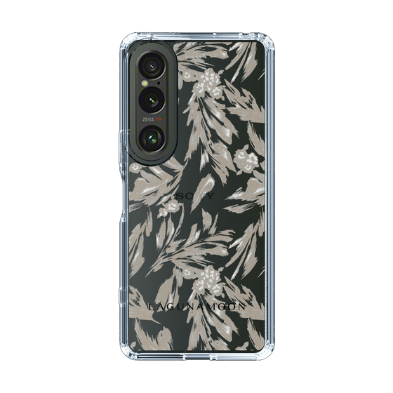 Slim Protection Case［ LAGUNAMOON - BotanicalJacquard - Clear×Beige ］