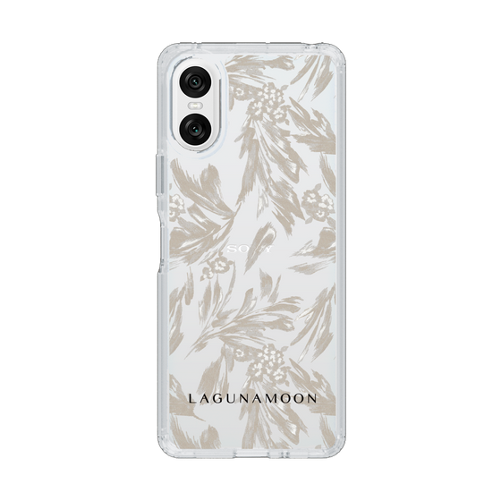 Slim Protection Case［ LAGUNAMOON - BotanicalJacquard - Clear×Beige ］