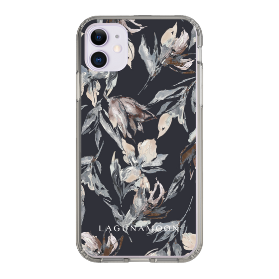 Slim Protection Case［ LAGUNAMOON - NuanceFlower - Navy ］