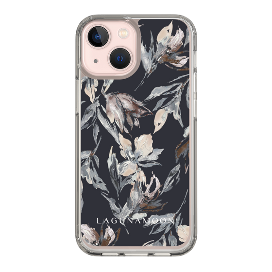 Slim Protection Case［ LAGUNAMOON - NuanceFlower - Navy ］