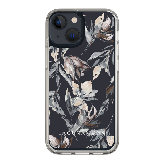 Slim Protection Case［ LAGUNAMOON - NuanceFlower - Navy ］