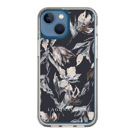 Slim Protection Case［ LAGUNAMOON - NuanceFlower - Navy ］
