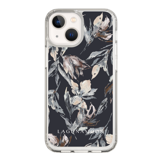 Slim Protection Case［ LAGUNAMOON - NuanceFlower - Navy ］