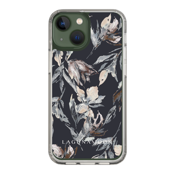 Slim Protection Case［ LAGUNAMOON - NuanceFlower - Navy ］