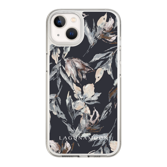 Slim Protection Case［ LAGUNAMOON - NuanceFlower - Navy ］