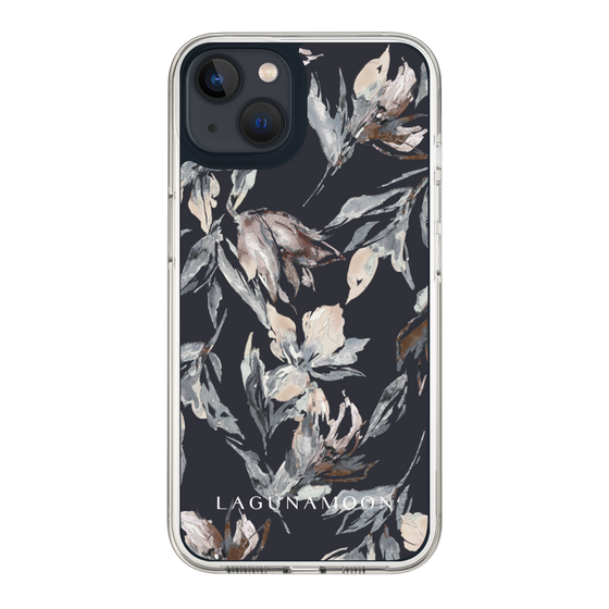 Slim Protection Case［ LAGUNAMOON - NuanceFlower - Navy ］