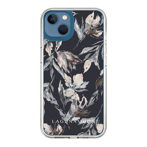 Slim Protection Case［ LAGUNAMOON - NuanceFlower - Navy ］