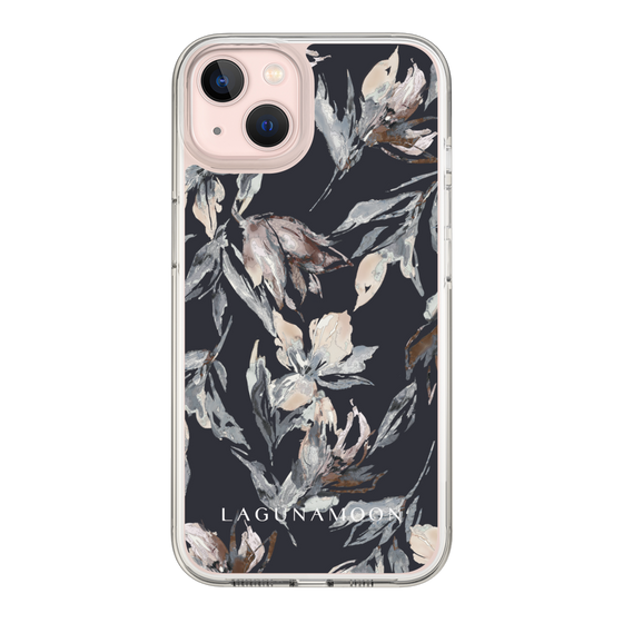 Slim Protection Case［ LAGUNAMOON - NuanceFlower - Navy ］
