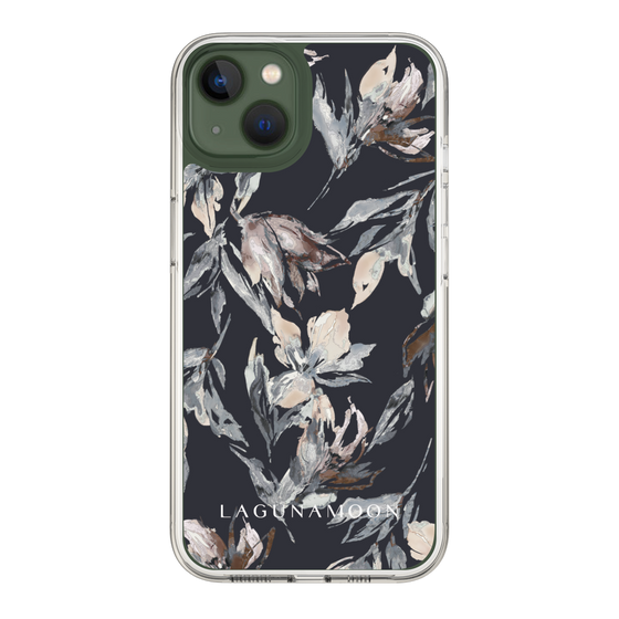 Slim Protection Case［ LAGUNAMOON - NuanceFlower - Navy ］