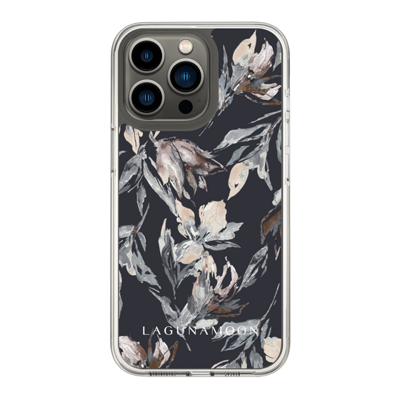 Slim Protection Case［ LAGUNAMOON - NuanceFlower - Navy ］