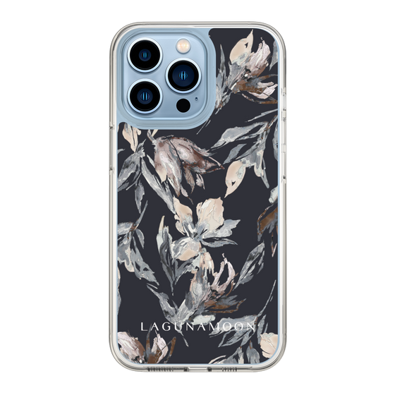 Slim Protection Case［ LAGUNAMOON - NuanceFlower - Navy ］