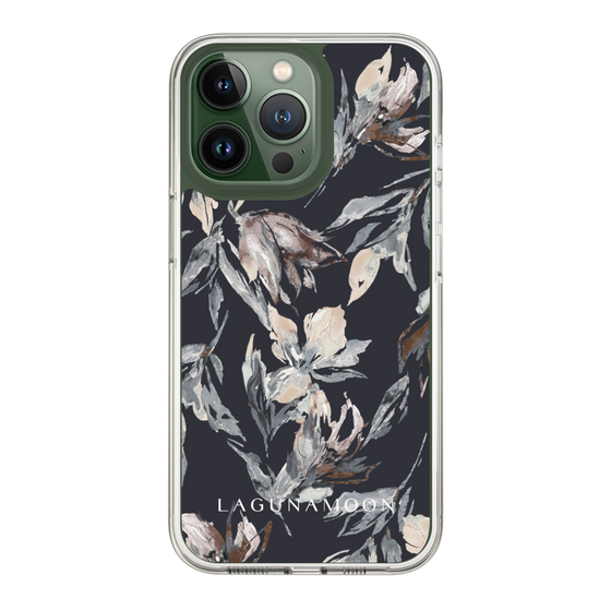 Slim Protection Case［ LAGUNAMOON - NuanceFlower - Navy ］