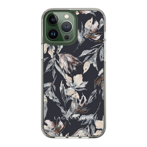 Slim Protection Case［ LAGUNAMOON - NuanceFlower - Navy ］