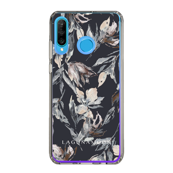 Slim Protection Case［ LAGUNAMOON - NuanceFlower - Navy ］