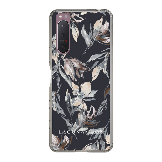 Slim Protection Case［ LAGUNAMOON - NuanceFlower - Navy ］