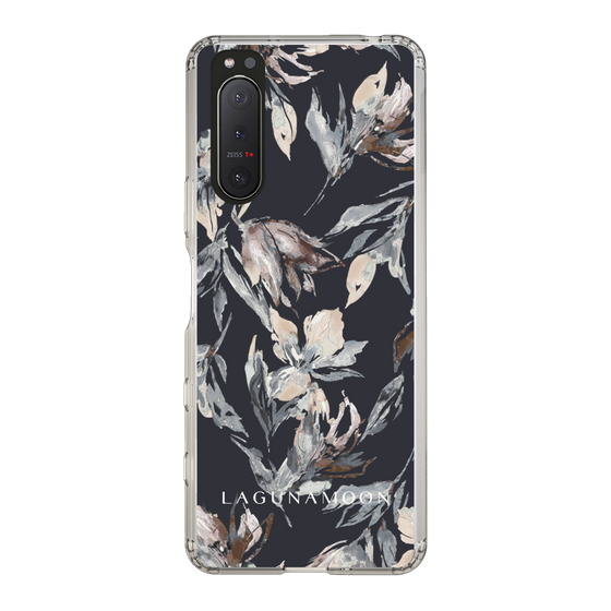 Slim Protection Case［ LAGUNAMOON - NuanceFlower - Navy ］