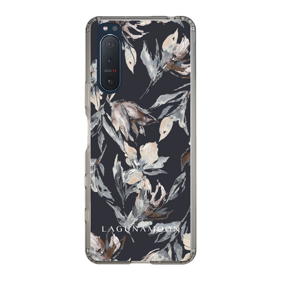 Slim Protection Case［ LAGUNAMOON - NuanceFlower - Navy ］