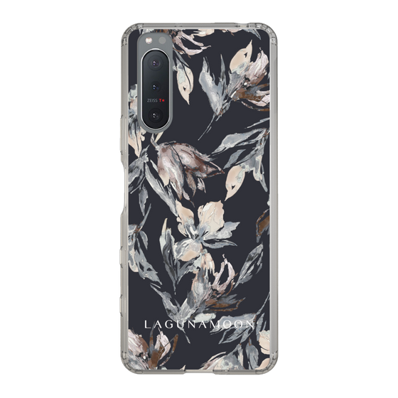 Slim Protection Case［ LAGUNAMOON - NuanceFlower - Navy ］