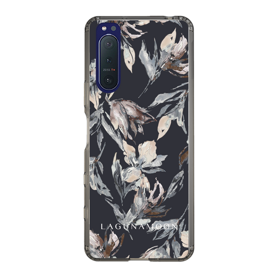 Slim Protection Case［ LAGUNAMOON - NuanceFlower - Navy ］