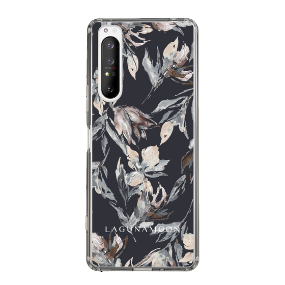 Slim Protection Case［ LAGUNAMOON - NuanceFlower - Navy ］