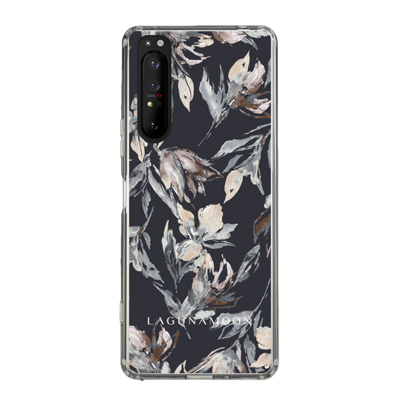 Slim Protection Case［ LAGUNAMOON - NuanceFlower - Navy ］