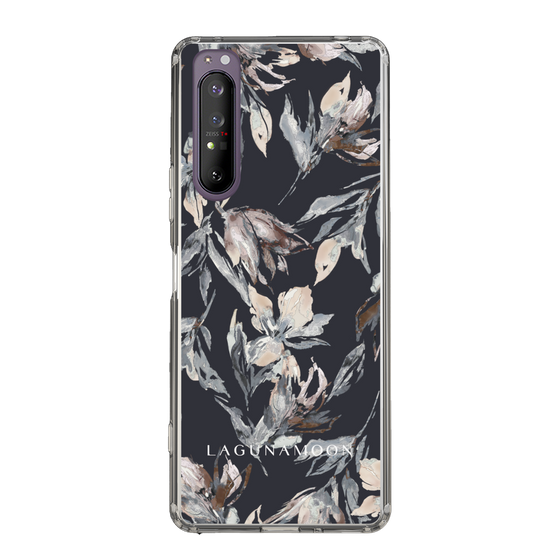 Slim Protection Case［ LAGUNAMOON - NuanceFlower - Navy ］