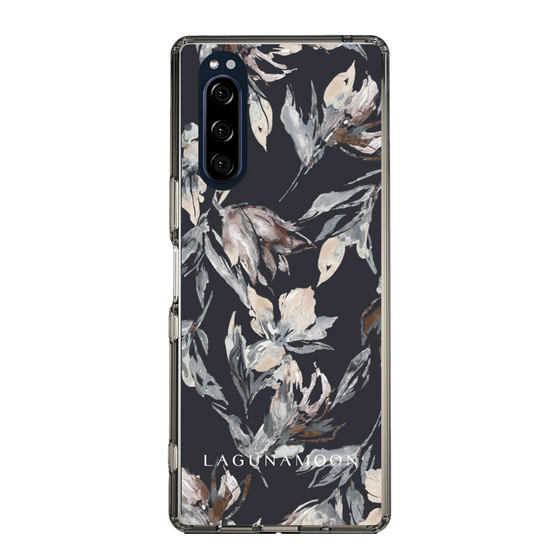 Slim Protection Case［ LAGUNAMOON - NuanceFlower - Navy ］