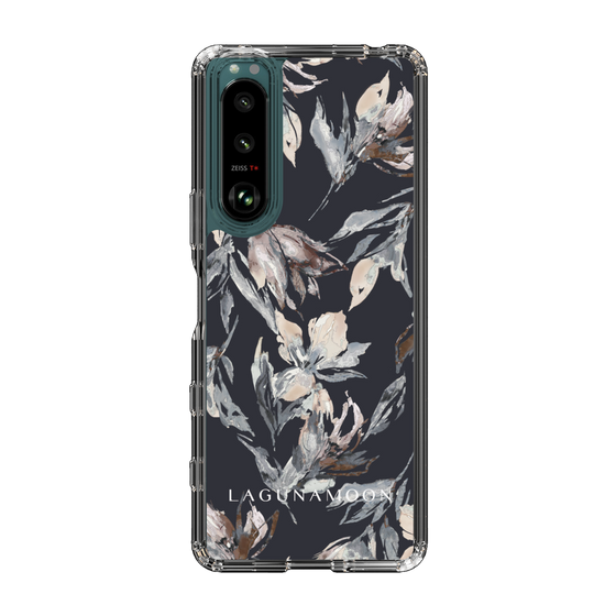 Slim Protection Case［ LAGUNAMOON - NuanceFlower - Navy ］