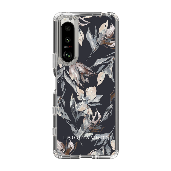 Slim Protection Case［ LAGUNAMOON - NuanceFlower - Navy ］