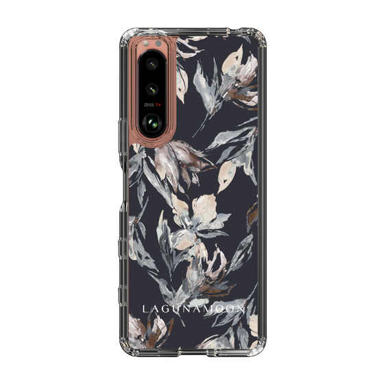 Slim Protection Case［ LAGUNAMOON - NuanceFlower - Navy ］