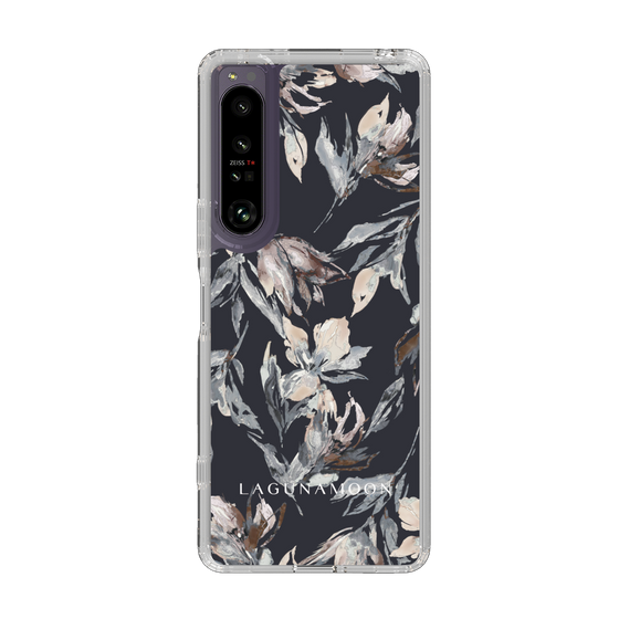 Slim Protection Case［ LAGUNAMOON - NuanceFlower - Navy ］