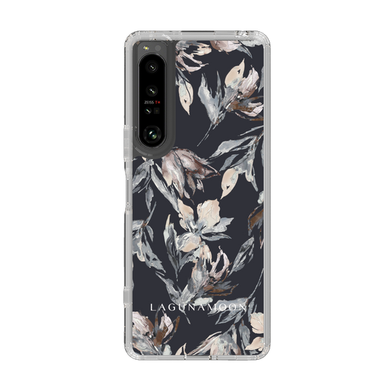 Slim Protection Case［ LAGUNAMOON - NuanceFlower - Navy ］