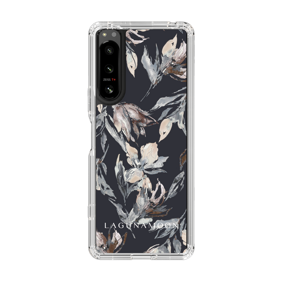 Slim Protection Case［ LAGUNAMOON - NuanceFlower - Navy ］