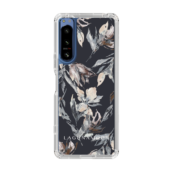 Slim Protection Case［ LAGUNAMOON - NuanceFlower - Navy ］